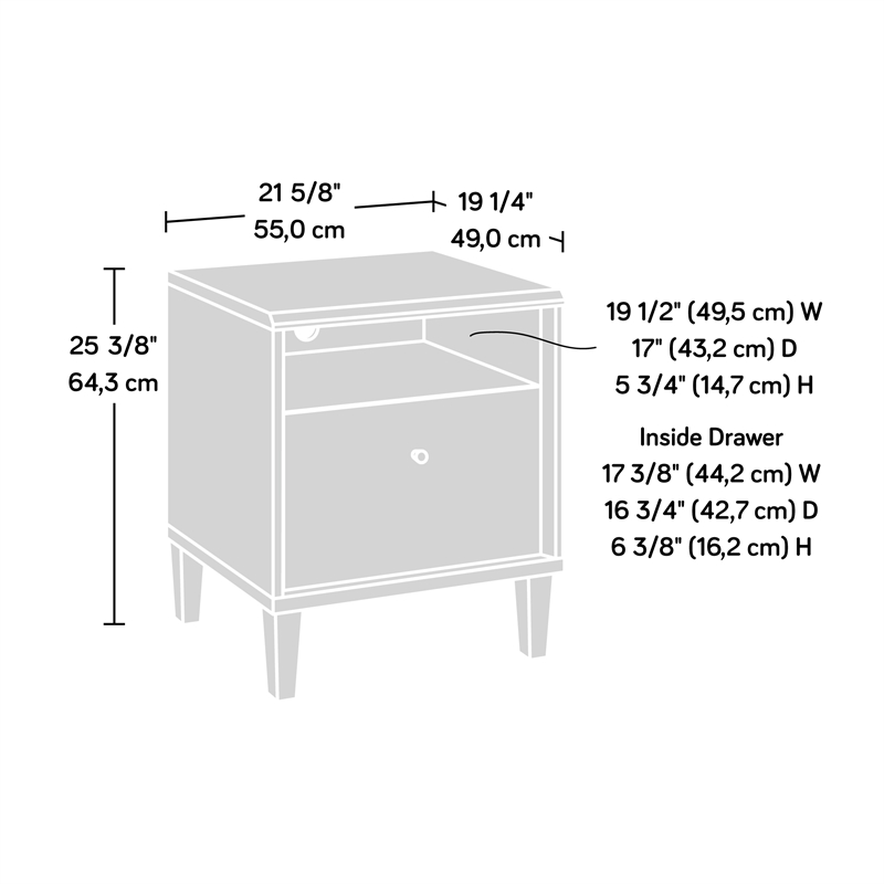 Sauder Willow Place Engineered Wood Nightstand in Pacific Maple