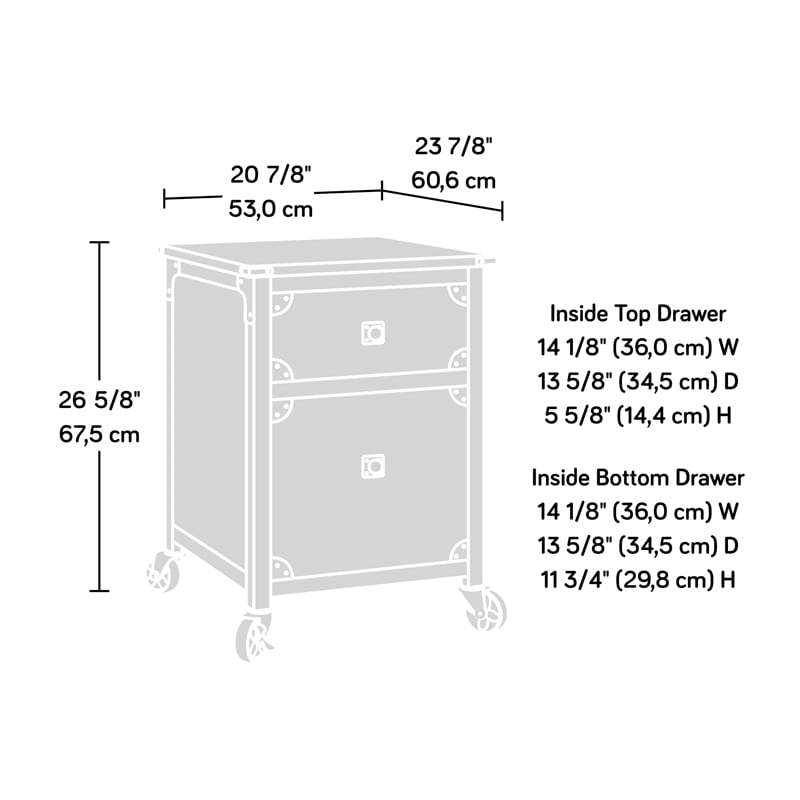 Sauder Steel River 2-Drawer Mobile File Cabinet in Milled Mesquite Beige