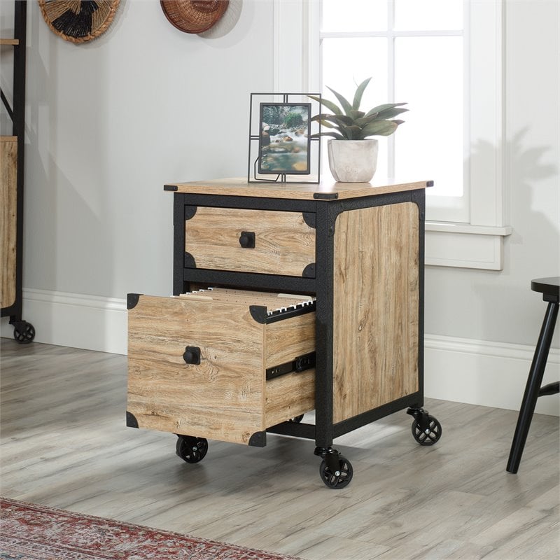Sauder Steel River 2-Drawer Mobile File Cabinet in Milled Mesquite Beige
