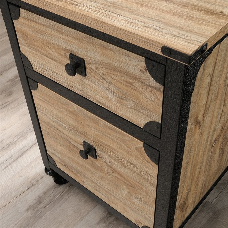 Sauder Steel River 2-Drawer Mobile File Cabinet in Milled Mesquite Beige