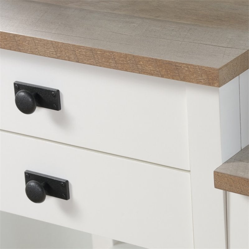 Sauder Cottage Road Engineered Wood Bedroom Vanity in Soft White and Lintel Oak