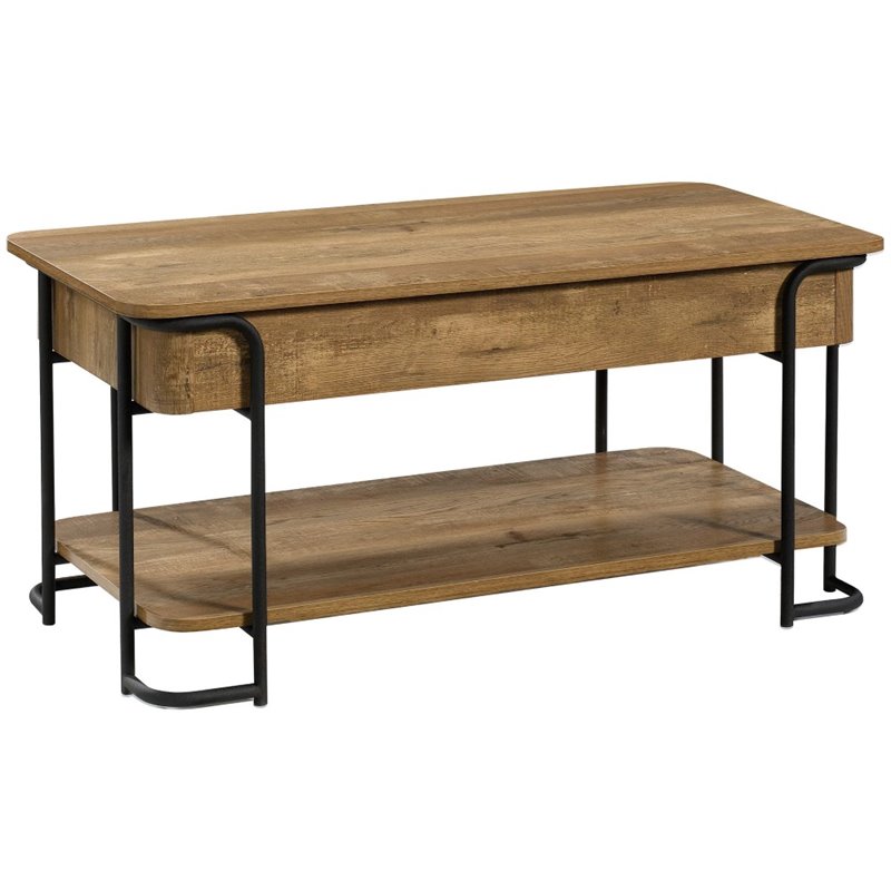 Station House Lift Top Coffee Table In Etched Oak Sauder 426434, Light Oak Tv Stand And Coffee Table