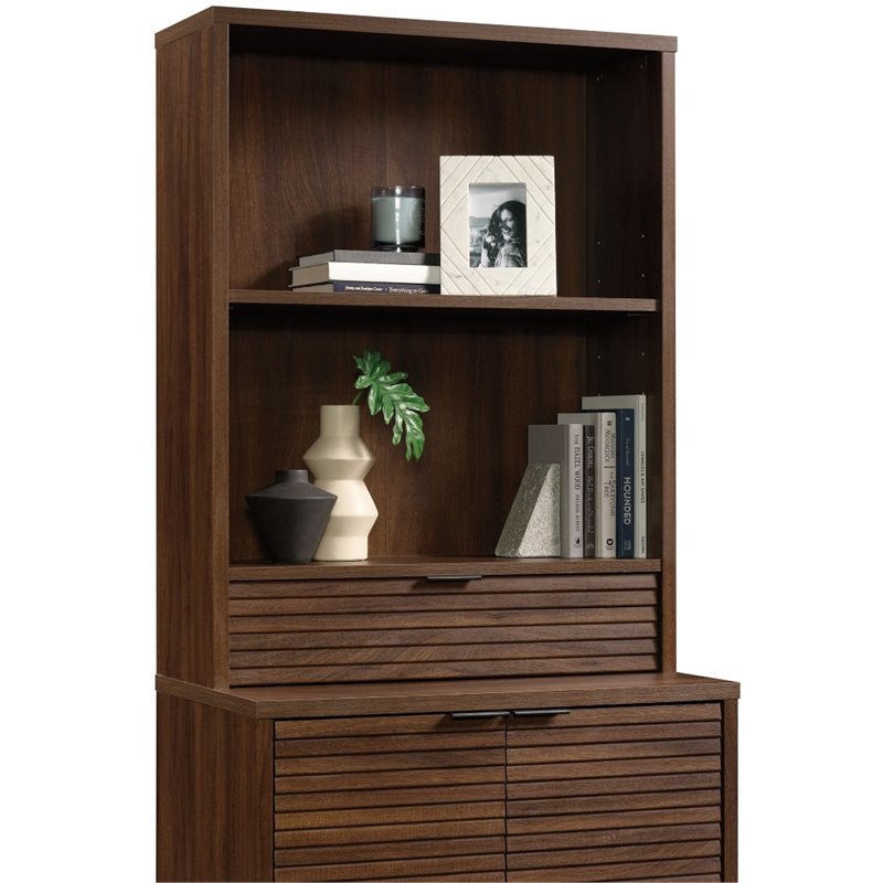 Sauder Englewood 2 Shelf Wooden Library Hutch in Spiced Mahogany