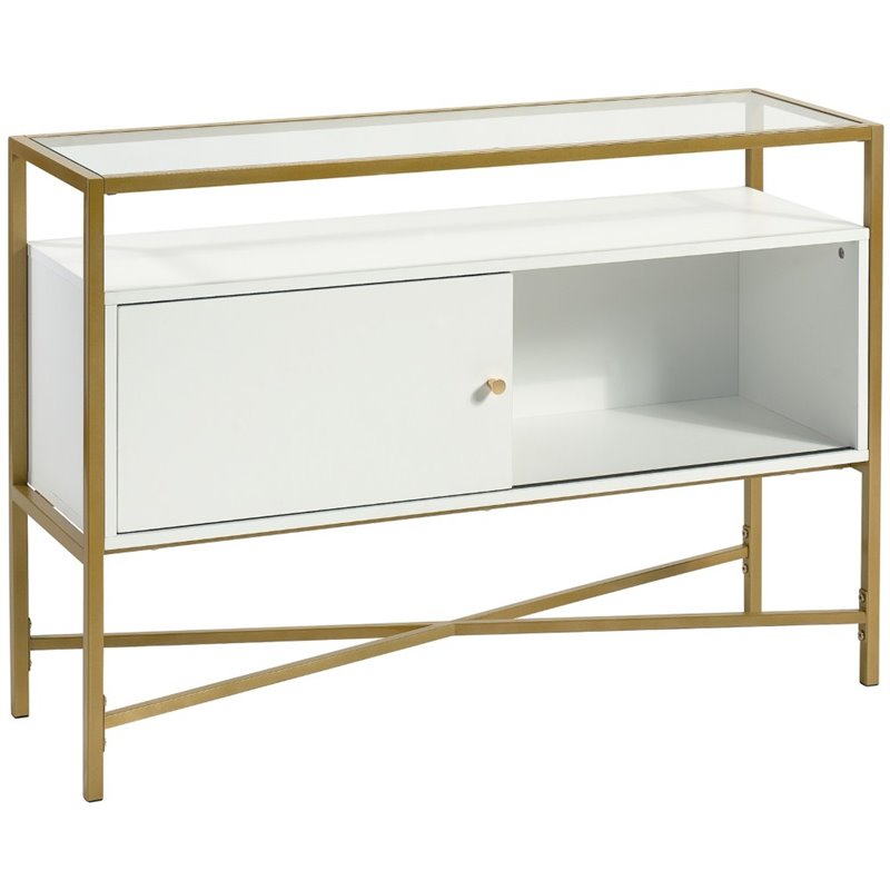 white console table with glass top