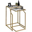 Sauder International Lux 2 Piece Glass Top Nesting End Table Set in Gold
