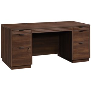 sauder englewood wooden executive desk in spiced mahogany
