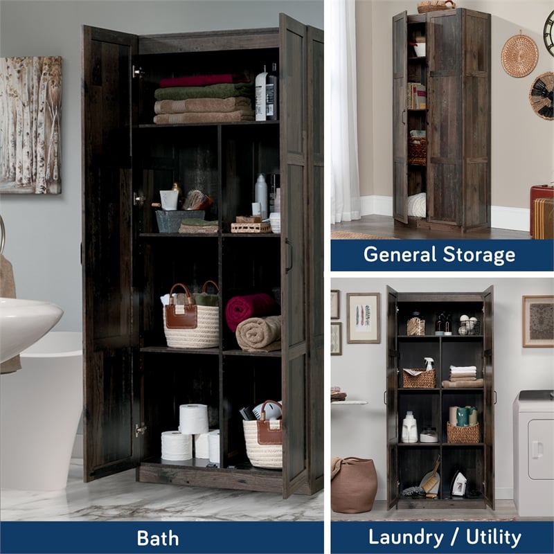 Sauder Select Engineered Wood 2 Door Storage Cabinet in Reclaimed Pine/Brown