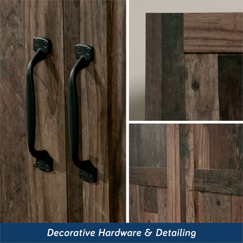 Sauder Select Engineered Wood 2 Door Storage Cabinet in Reclaimed Pine/Brown