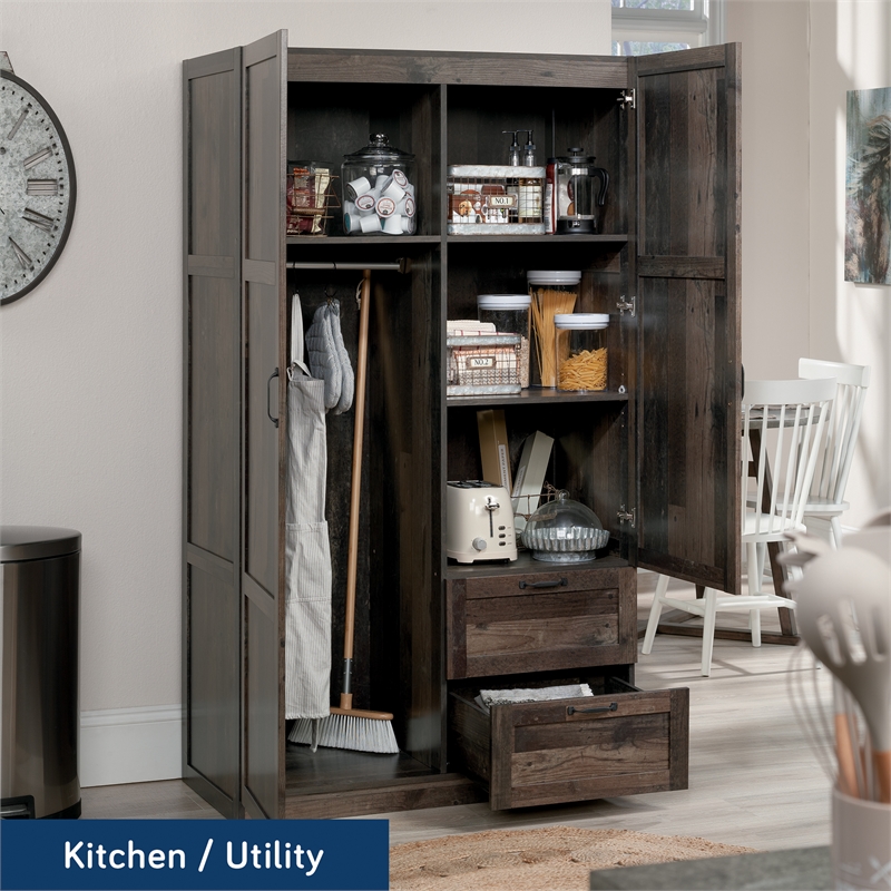 Sauder Select Engineered Wood Wardrobe Armoire in Rustic Reclaimed Pine/Brown