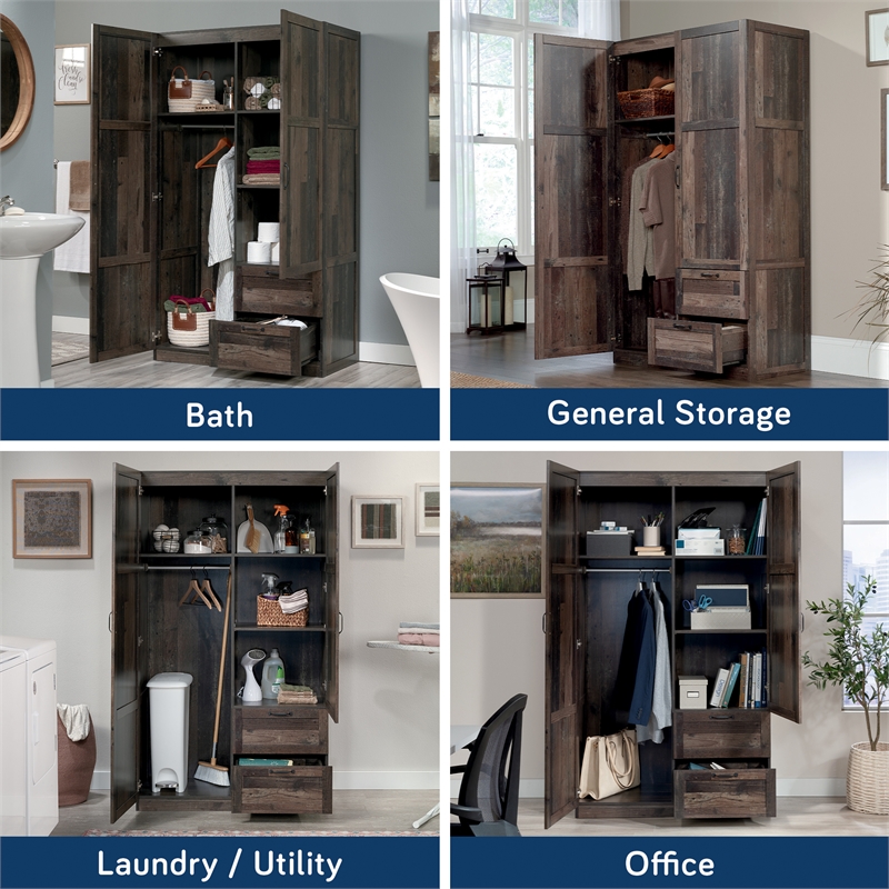 Sauder Select Engineered Wood Wardrobe Armoire in Rustic Reclaimed Pine/Brown