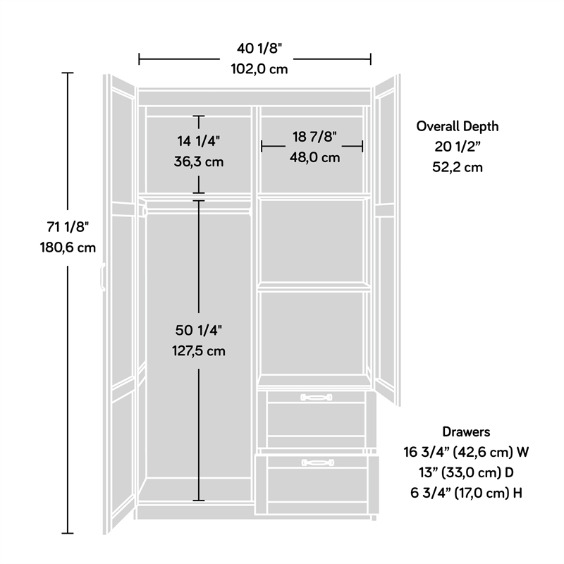 Sauder Select Engineered Wood Wardrobe Armoire in Rustic Reclaimed Pine/Brown