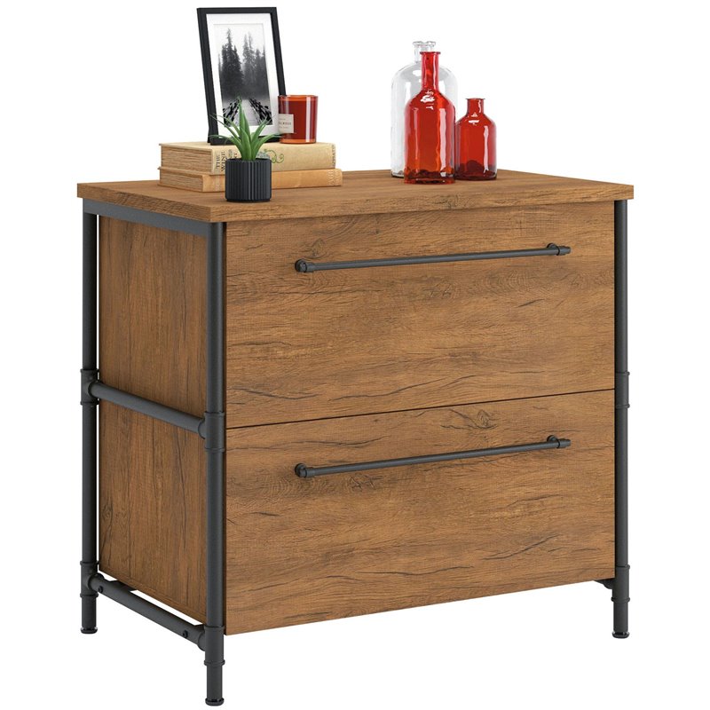 Sauder Iron City Engineered Wood Lateral File Cabinet in Checked Oak