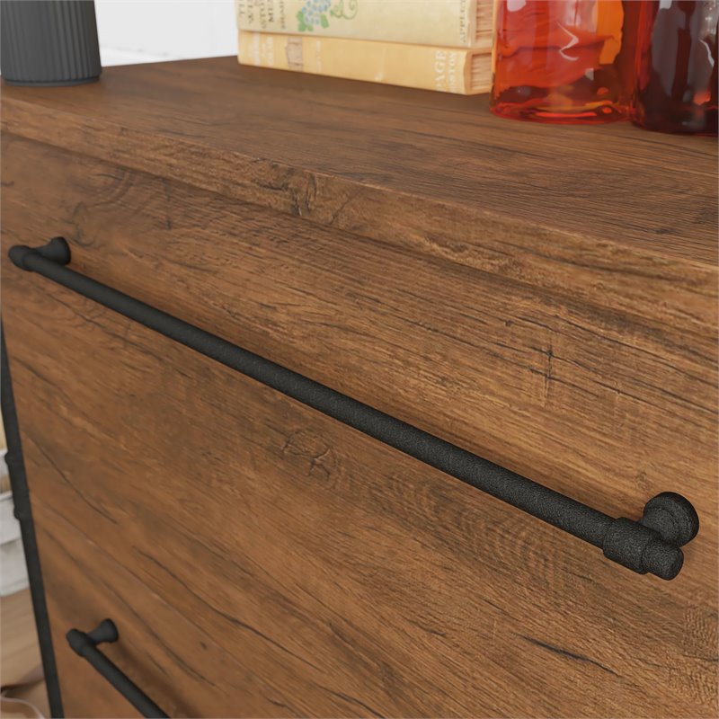 Sauder Iron City Engineered Wood Lateral File Cabinet in Checked Oak