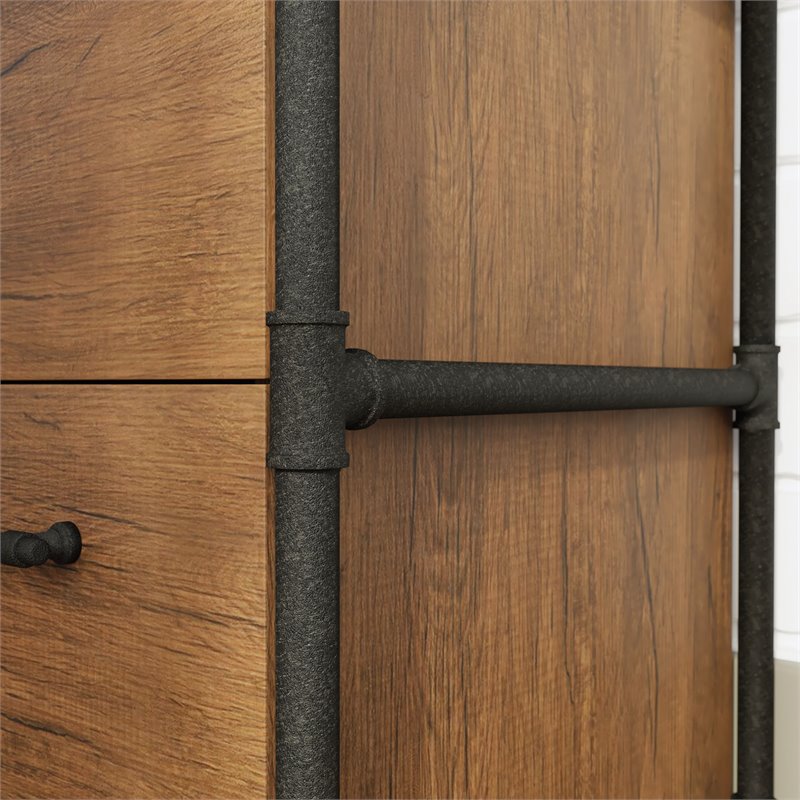 Sauder Iron City Engineered Wood Lateral File Cabinet in Checked Oak