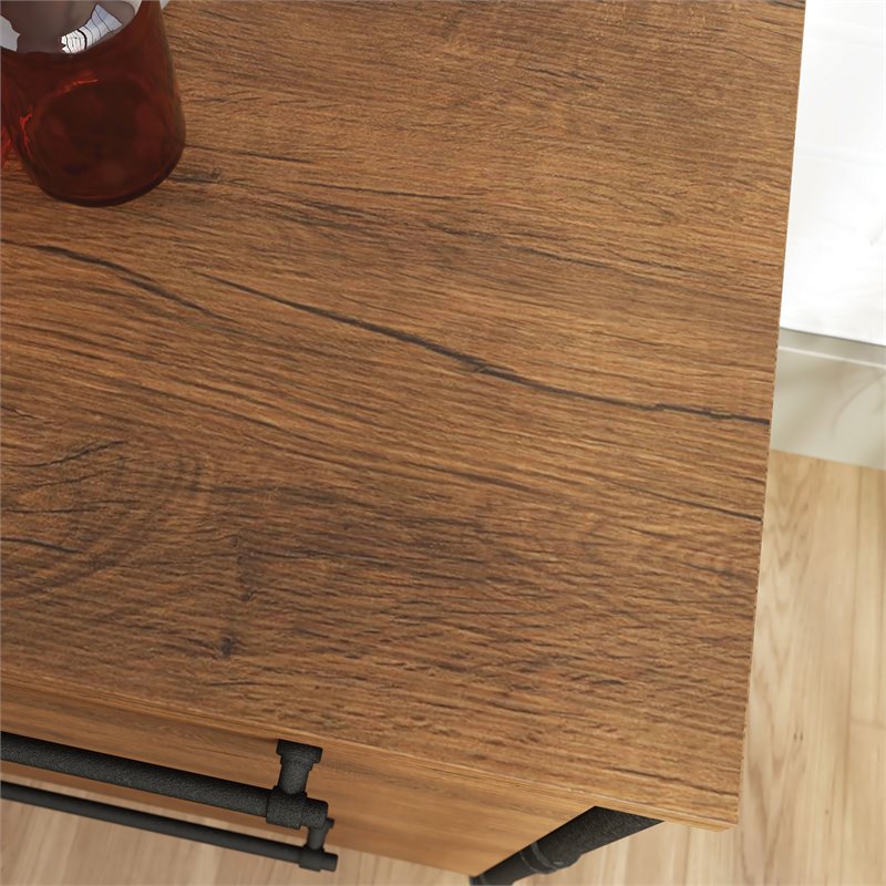 Sauder Iron City Engineered Wood Lateral File Cabinet in Checked Oak