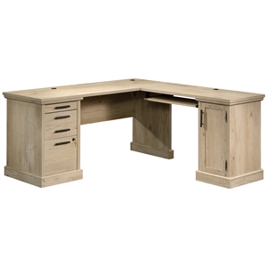 sauder aspen post engineered wood l-shaped home office desk in prime oak