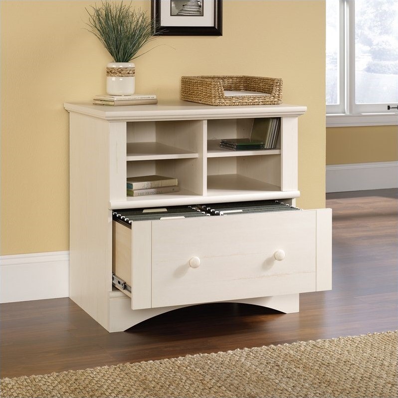 Sauder Harbor View 1 Drawer Lateral Wood File in Antique White