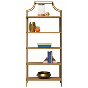 sauder international lux 5-shelf metal frame bookcase