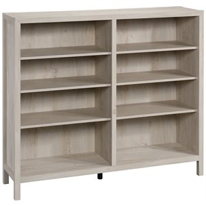 sauder pacific view 8 shelf horizontal wooden bookcase in chalked chestnut