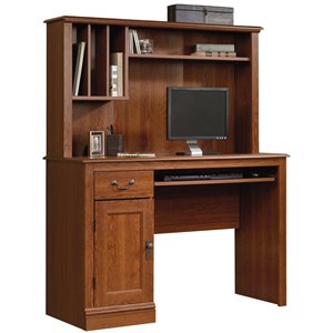 camden country collection wood computer desk with hutch in planked cherry