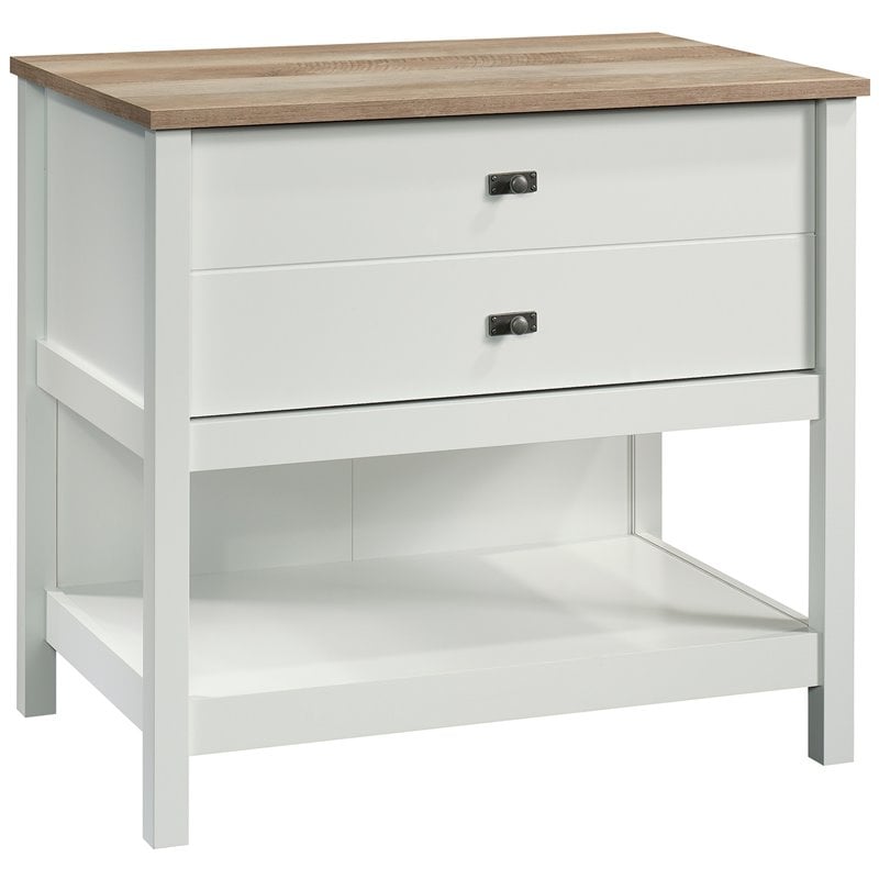 Sauder Cottage Road Engineered Wood Lateral Filing Cabinet in Soft White BushFurnitureCollection