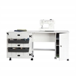 Sauder Engineered Wood Drop-Leaf Sewing or Craft Table in Soft White