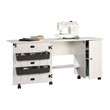 Sauder Engineered Wood Drop-Leaf Sewing or Craft Table in Soft White