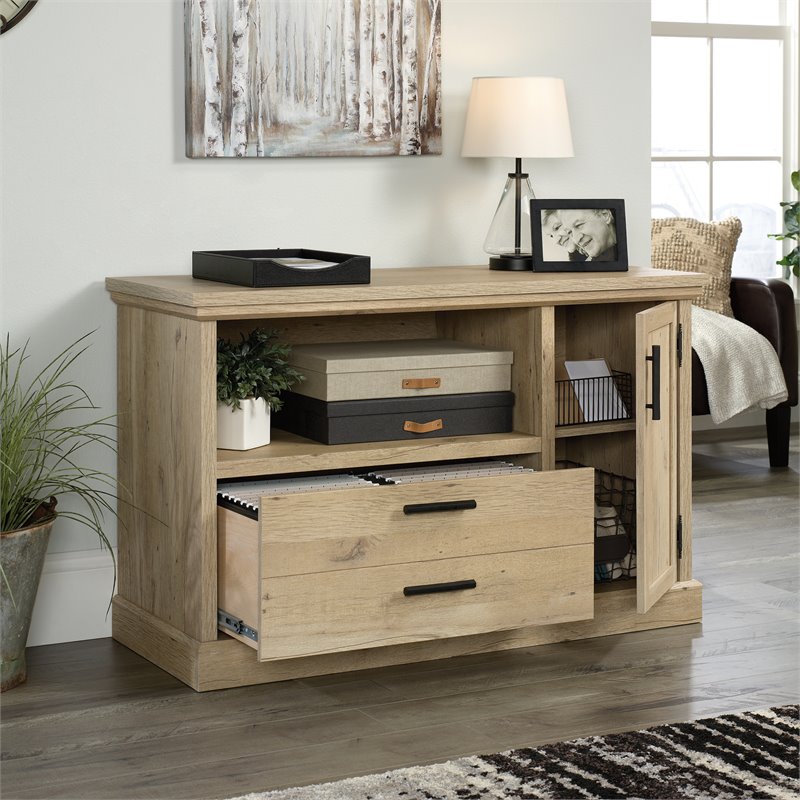 Sauder Aspen Post Engineered Wood Filing Cabinet With Storage In Prime ...