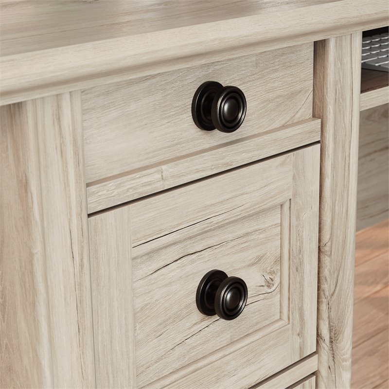 Sauder Hammond Engineered Wood L-Shaped Desk in Chalk Oak Finish