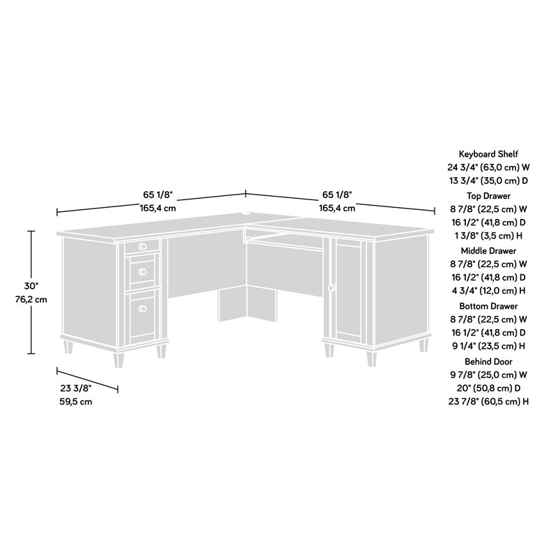 Sauder Hammond Engineered Wood L-Shaped Desk in Chalk Oak Finish