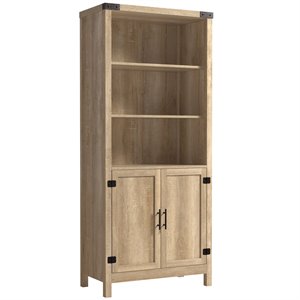 sauder bridge acre engineered wood library bookcase cabinet in orchard oak