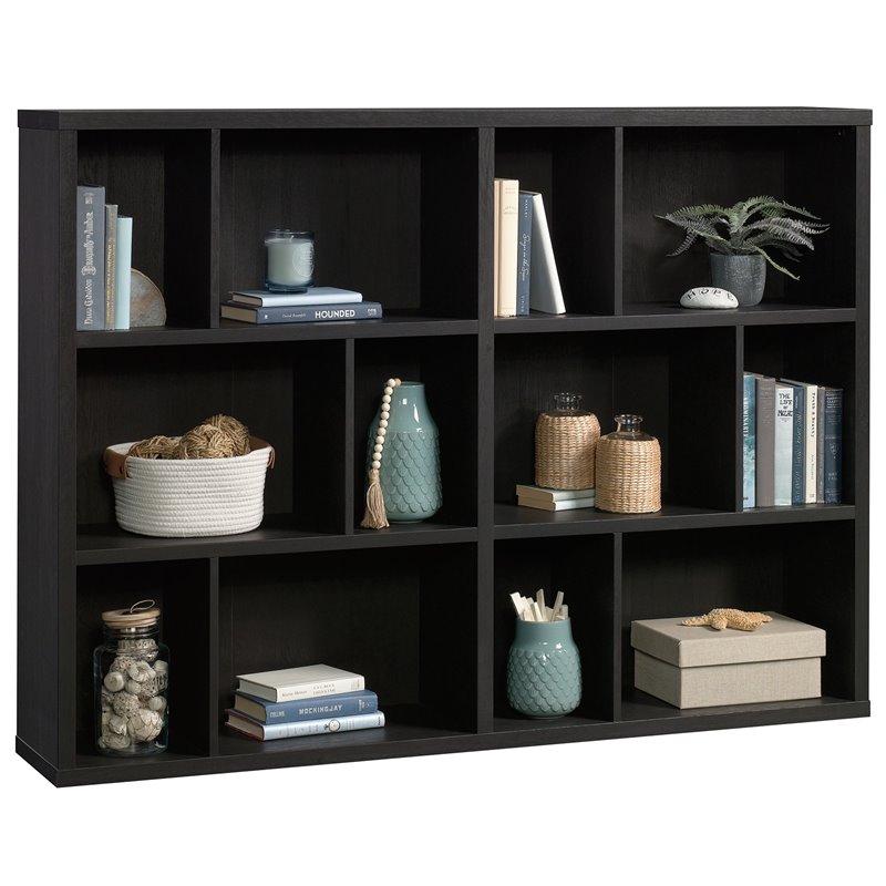 Sauder Engineered Wood Horizontal Bookcase in Raven Oak 427259