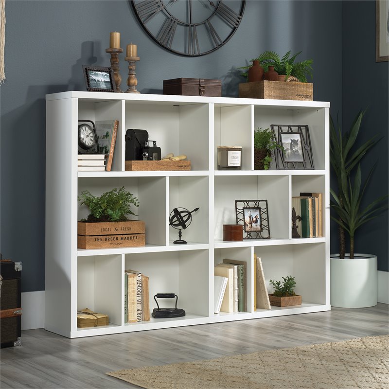Sauder Engineered Wood Horizontal Bookcase in Glacier White 427266