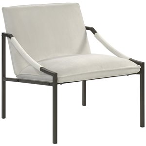sauder dakota pass velvet upholstered accent chair in cream finish