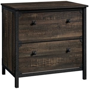 sauder steel river 2 drawer wooden lateral file cabinet in carbon oak