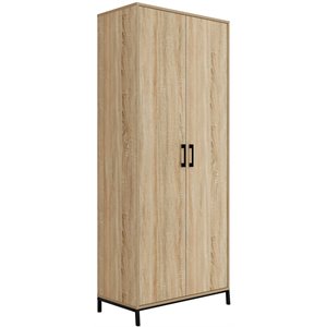 sauder north avenue storage cabinet in engineered wood-charter oak finish