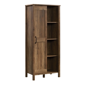 sauder engineered wood sliding door cabinet in rural pine/brown finish