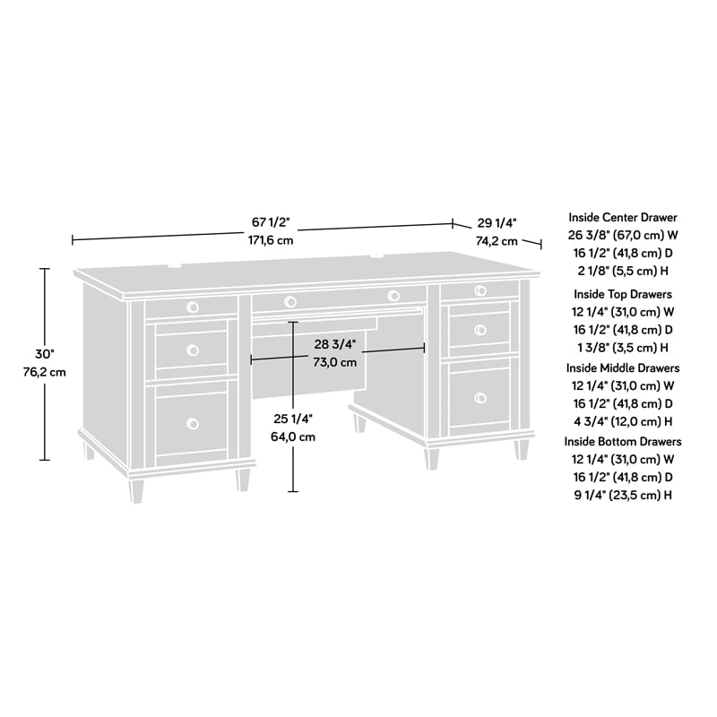 Sauder Hammond Executive Desk in Engineered Wood-Chalk Oak Finish