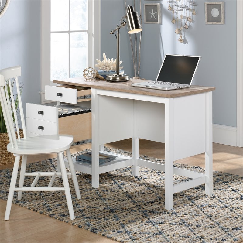 white single pedestal desk