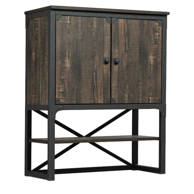 Hutch, Black Hutch, Wood Hutch for Office, Dark Wood Hutch