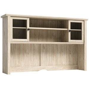 sauder hammond engineered wood and tempered glass doors hutch in chalked oak