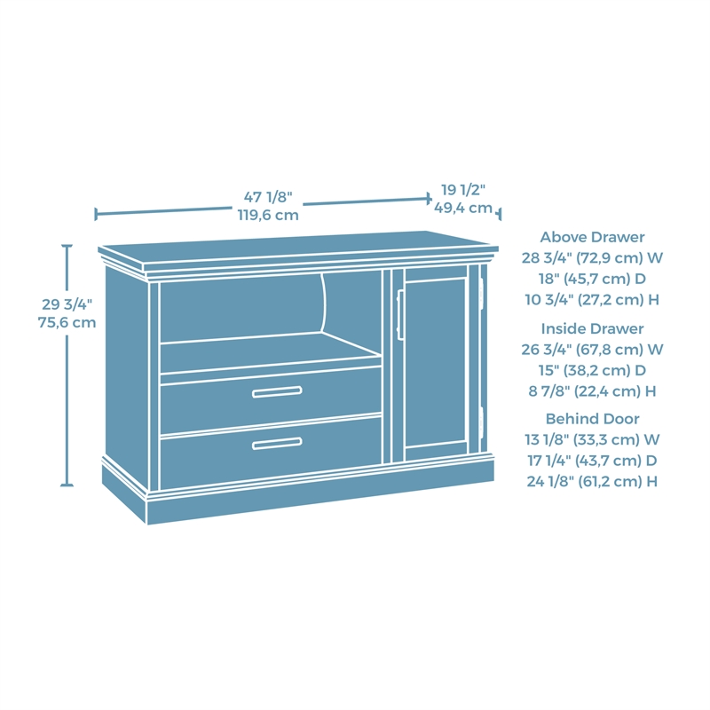 Sauder Mason Peak Engineered Wood Filing Cabinet Credenza in Prime Oak
