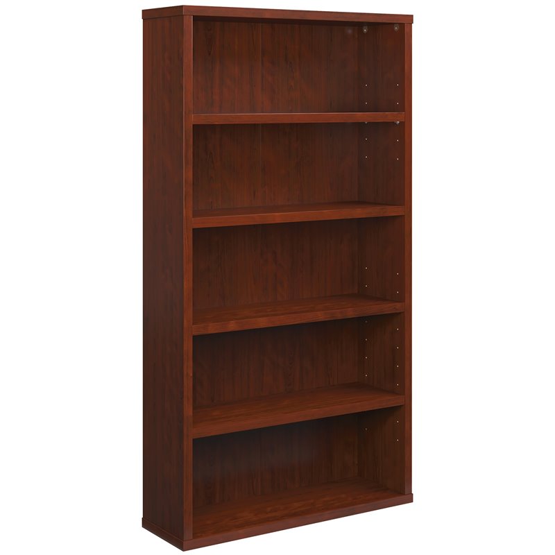Sauder Affirm 36 X 66 Engineered Wood, Sauder 5 Shelf Bookcase Cinnamon Cherry Red