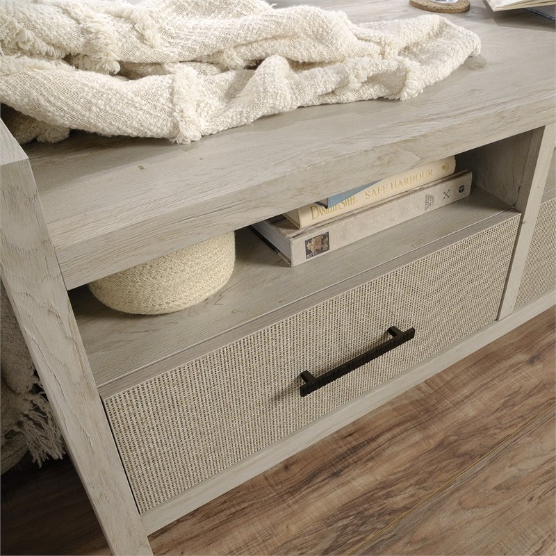 Sauder Pacific View Wooden Entryway Storage Bench in Chalked Chestnut