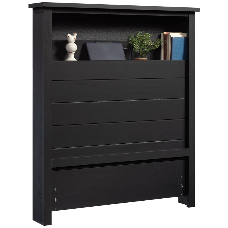 Sauder Dawson Trail Twin Wooden Bookcase Headboard in Raven Oak Cymax