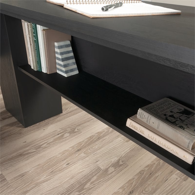 Sauder Dawson Trail Engineered Wood L-Shaped Computer Desk in Raven Oak