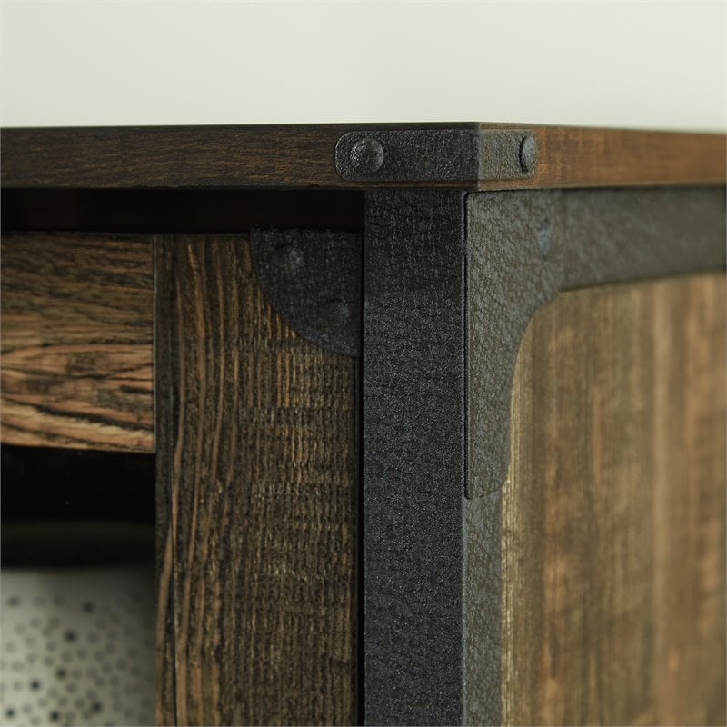 Sauder Steel River Engineered Wood Large Hutch in Carbon Oak Finish
