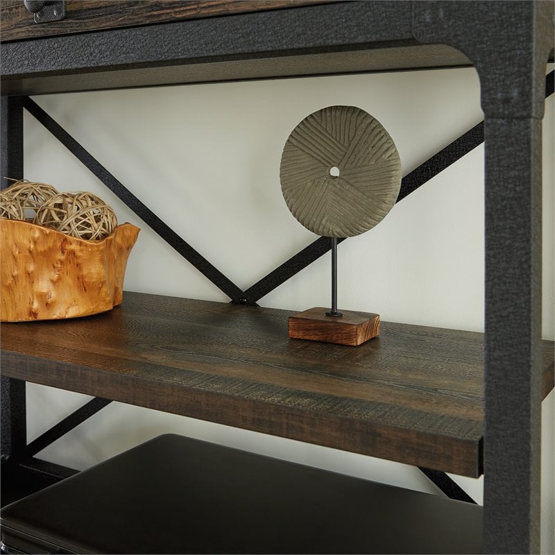 Sauder Steel River Engineered Wood Large Hutch in Carbon Oak Finish
