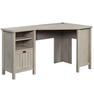 sauder costa engineered wood corner desk in chalked chestnut finish
