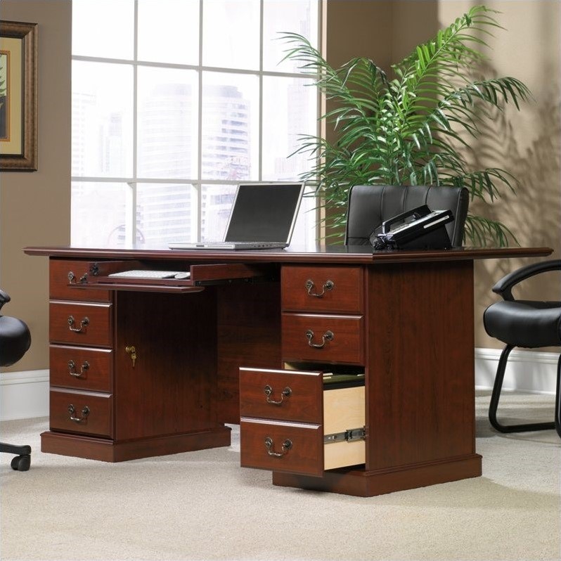 Sauder Heritage Hill Engineered Wood Large Executive Desk ...